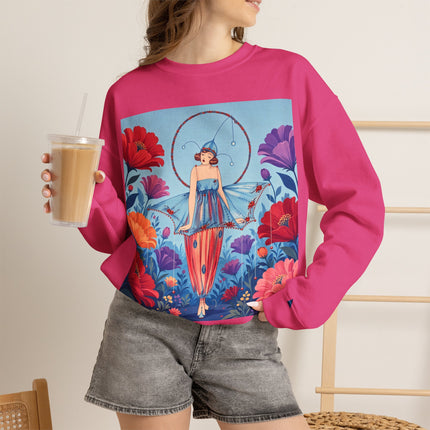 🎪🌺 The Flower Garden Harlequin Crewneck Sweatshirt – Art Deco Fashion Whimsy
