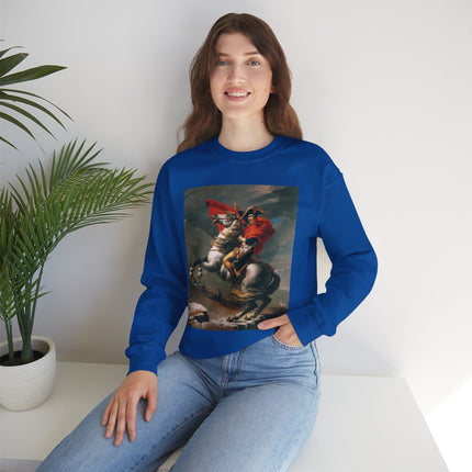 Napoleon Crossing the Alps by Jacques-Louis David Heavy Blend™ Crewneck Sweatshirt
