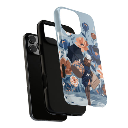 ☂️🌺 The Lady Of The Traveling Garden Phone Case – Art Deco Floral Adventure