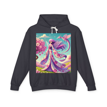 Petals in the Wind: The Kimono Fairy and the Sky Dragon Lightweight Hooded Sweatshirt