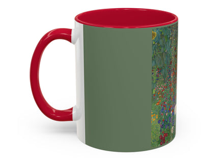 Farm Garden with Sunflowers by Gustav Klimt Colorful Mugs (11oz, 15oz)