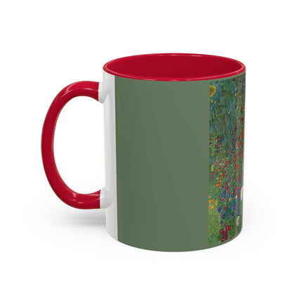 Farm Garden with Sunflowers by Gustav Klimt Colorful Mugs (11oz, 15oz)