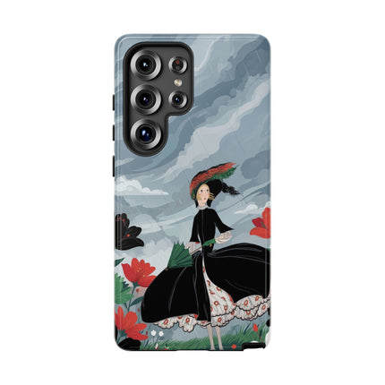 🌧️🌺 The Stormy Flower Walk Phone Case – Art Deco Floral Fashion