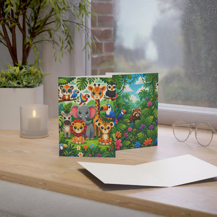 🌴🦁 The Jungle Friends Gathering Greeting Card – Whimsical Animal Adventure