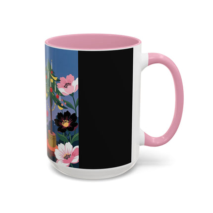 🌹🎄 The Lady Of The Candlelit Rose Tree Colorful Mug – Art Deco Christmas Garden