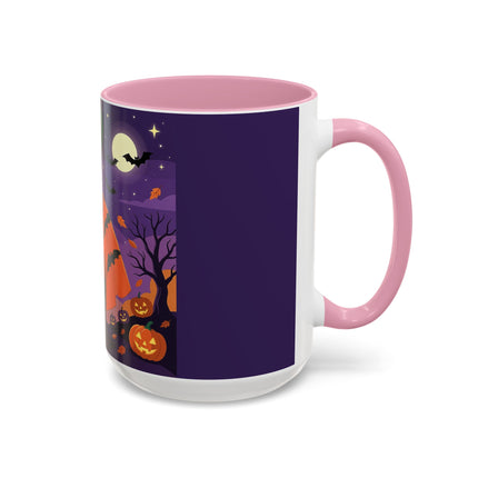 🎃🌕 The Pumpkin Moon Enchantress Colorful Mug – Elegant Halloween Masquerade