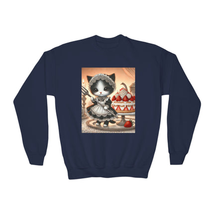 Patisserie Kitten Youth Crewneck Sweatshirt – Sweet Charm, Cozy Comfort & Storybook Delight