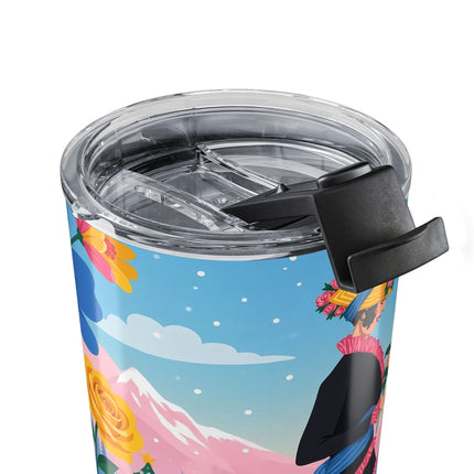 🌹🎄 The Lady Of The Christmas Rose Garden Tumbler – Art Deco Holiday Elegance