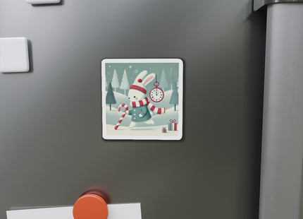 Candy Cane Timekeeper Bunny Die-Cut Magnets (5 Sizes)