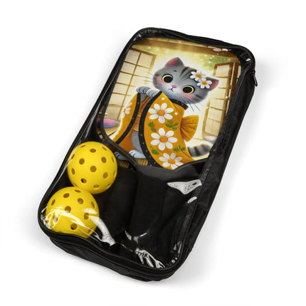 Playful Kitten in the Tea Room Pickleball Kit – Curious Paws & Whimsical Charm