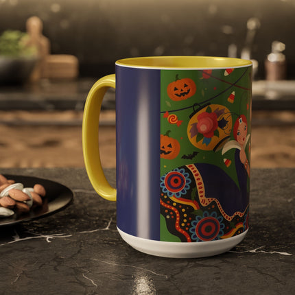 🏮🎃 The Lady Of Halloween Lanterns Colorful Mug – Colorful Art Deco Halloween Charm
