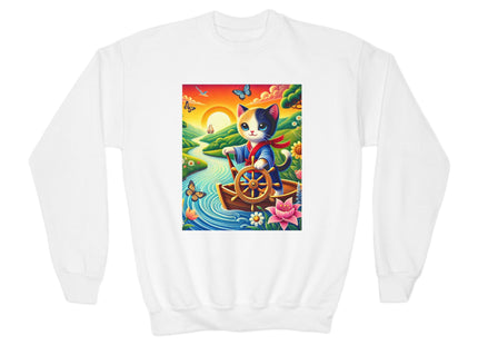 Sailor Kitten’s River Adventure Youth Crewneck Sweatshirt