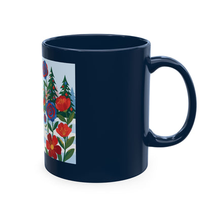 🌹🎄 The Lady Of The Holiday Roses Ceramic Mug – Art Deco Christmas Elegance