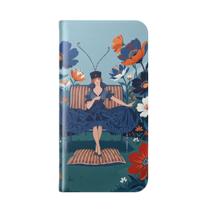 🌺🎩 The Lady Of The Grand Flower Garden Flip Case – Art Deco Floral Fantasy