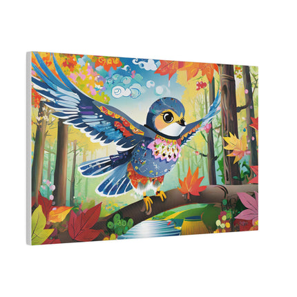 Baby Hawk Plays in Forest Matte Canvas, Stretched, 0.75"