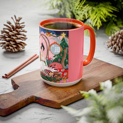 🎀🎄 Christmas Morning In The Rose Parlor Colorful Mug – Art Deco Holiday Fantasy