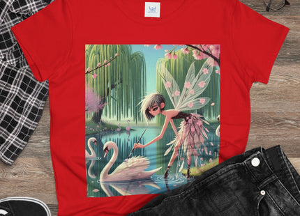 A Fairy Painting a Swan Cotton Tee