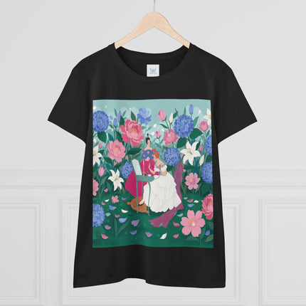 💎🌸 The Lady Of The Jeweled Garden Cotton Tee – Art Deco Floral Elegance