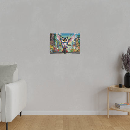 Cycling Owl Matte Canvas, Stretched, 0.75"