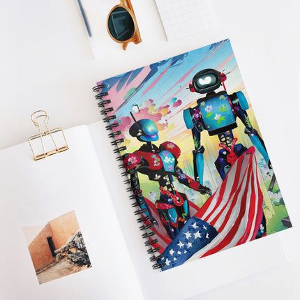 High Fashion Cyberpunk CIA Robots Spiral Notebook - Ruled Line