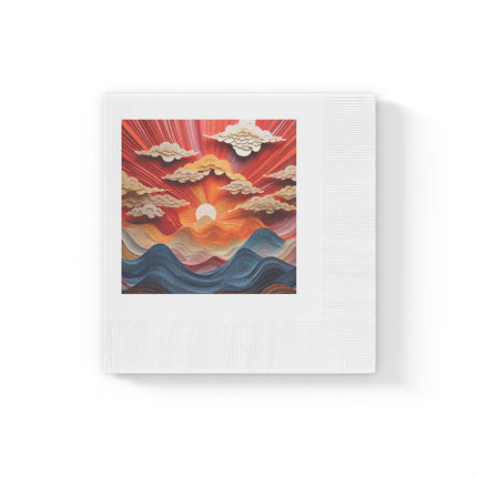 Vibrant Sunrise Sky White Coined Napkins