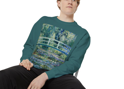 Water Lilies and Japanese Bridge by Claude Monet Unisex Garment-Dyed Sweatshirt