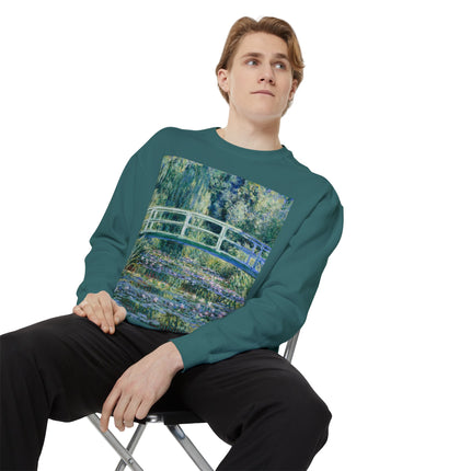 Water Lilies and Japanese Bridge by Claude Monet Unisex Garment-Dyed Sweatshirt