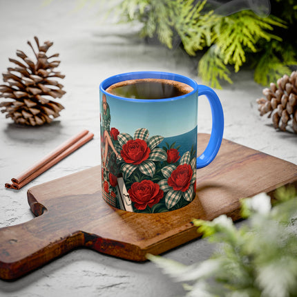 ⛵🌹 The Seaside Rose Traveler Colorful Mug – Art Deco Floral Elegance