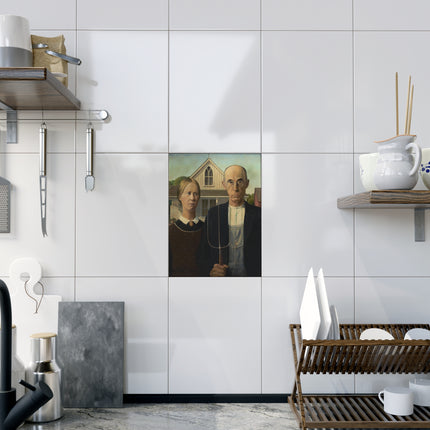 American Gothic by Grant Wood Ceramic Tile