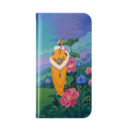 🌸🏔️ The Lady Of The Lotus Valley Flip Case – Art Deco Botanical Reverie