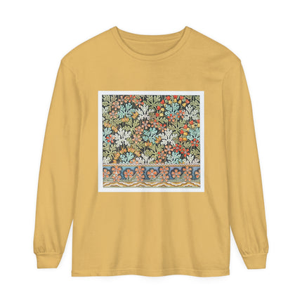 Art Nouveau Geranium Flower Garment-dyed Long Sleeve T-Shirt
