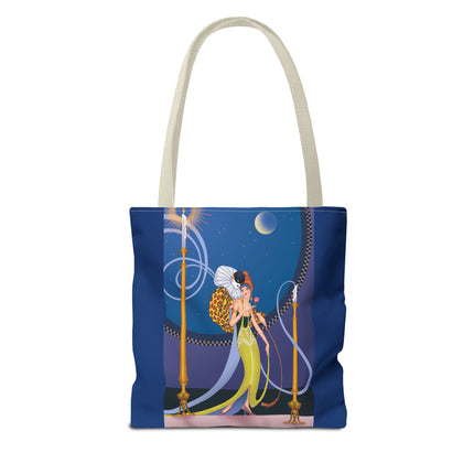 Smoke and Secrets: A Glamorous Encounter in Prohibition Era Tote Bag (AOP)