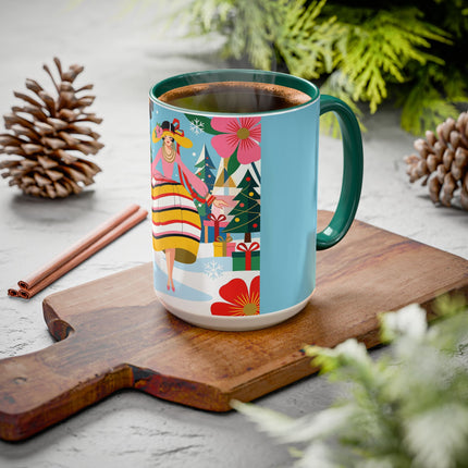 🌼🎄 The Christmas Blossom Belle Colorful Mug – Colorful Art Deco Holiday Fantasy