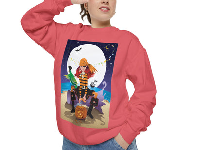 Moonlit Pirate Halloween Unisex Garment-Dyed Sweatshirt