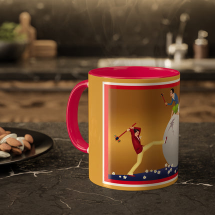 Crack-Up Comedy: The Great Egg Duel Colorful Mugs, 11oz