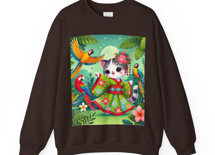 Parrot Dance of the Geisha Kitten Heavy Blend™ Crewneck Sweatshirt