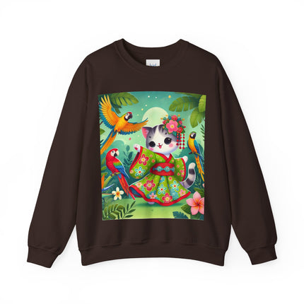 Parrot Dance of the Geisha Kitten Heavy Blend™ Crewneck Sweatshirt
