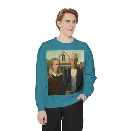 American Gothic by Grant Wood Unisex Garment-Dyed Sweatshirt