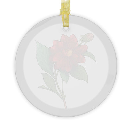 Dahlia botanical illustration by Pierre-Joseph Redouté Glass Ornament