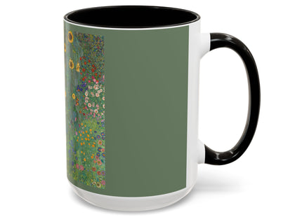Farm Garden with Sunflowers by Gustav Klimt Colorful Mugs (11oz, 15oz)