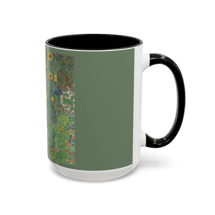 Farm Garden with Sunflowers by Gustav Klimt Colorful Mugs (11oz, 15oz)