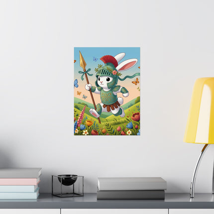 🐇⚔️ Rabbit Gladiator Matte Vertical Poster – Courage, Adventure & Meadow Heroics