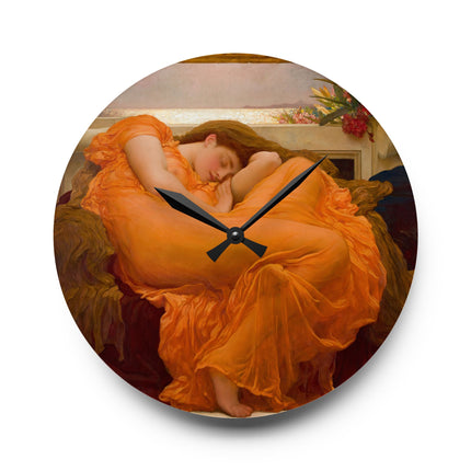 Flaming June by Frederic Leighton Acrylic Wall Clock, Round and Square