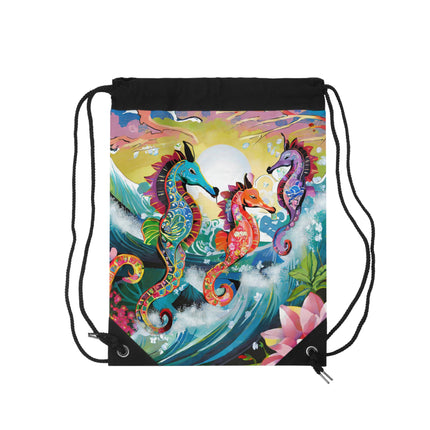 Seahorse Symphony Drawstring Bag