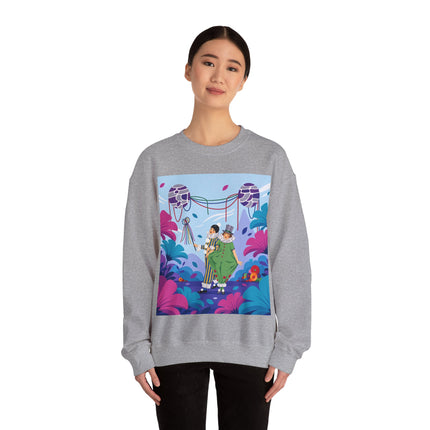 🎭🌸 The Garden Masquerade Crewneck Sweatshirt – Art Deco Floral Whimsy