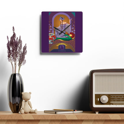 February & Amethyst Zodiac Acrylic Wall Clock