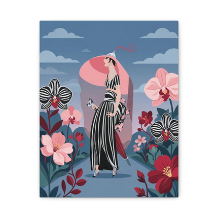🌸🖤 The Striped Orchid Promenade Placemat – Art Deco Floral Fashion