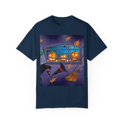Whimsical Halloween Mischief Unisex Garment-Dyed T-shirt