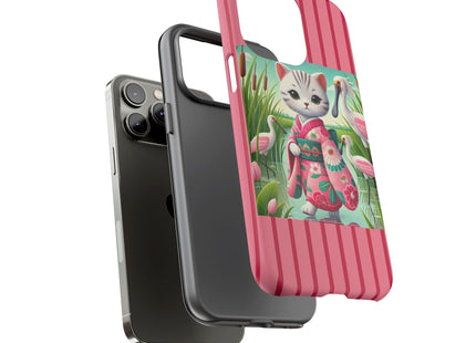 Geisha Kitten Strolls Among the Spoonbills Phone Cases