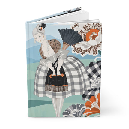 🖤🧡 The Lady Of The Checkered Flower Garden Hardcover Journal – Art Deco Fashion Whimsy